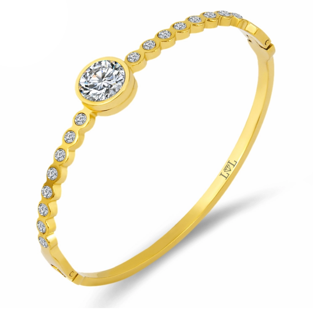 Crystal Pave Gold Bangle