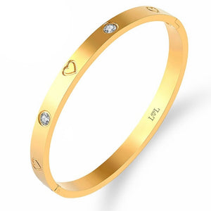 It's All Love Gold Heart Crystal Bangle Bracelet