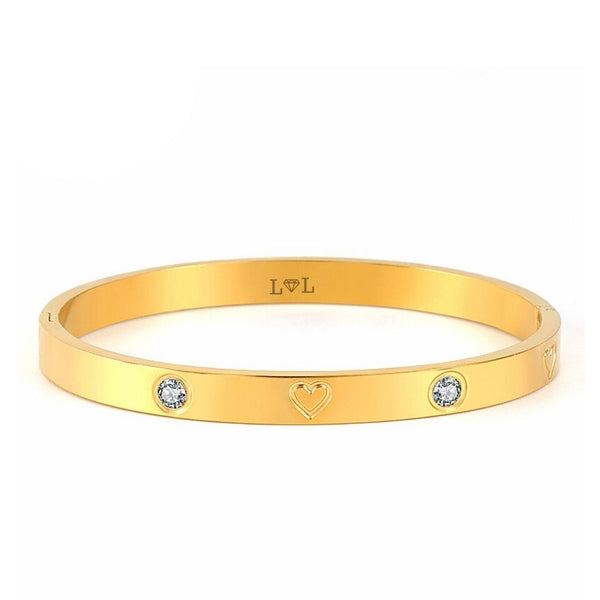 It's All Love Gold Heart Crystal Bangle Bracelet