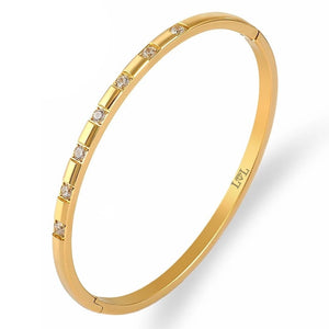 Simple Not Basic Gold Row Bangle Bracelet