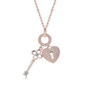 Keep It Locked Lock and Key Pave Necklace