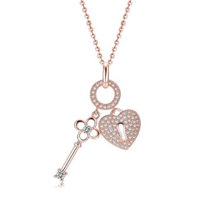 Keep It Locked Lock and Key Pave Necklace