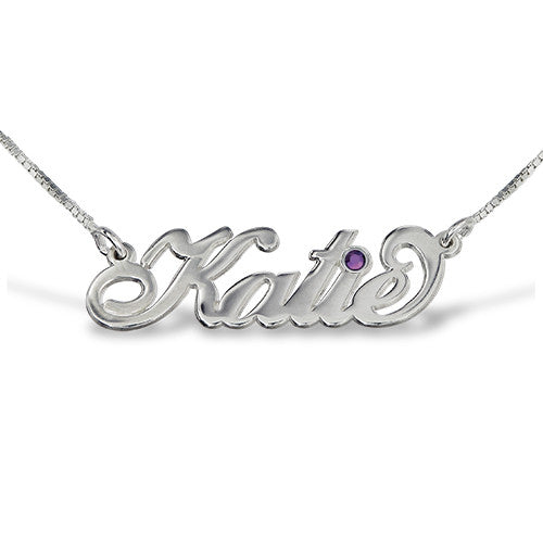 My Name Necklace Silver Carrie Necklace Swarovski