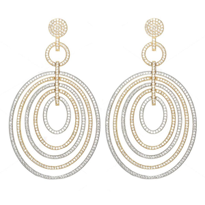 White & Yellow Gold Circle Statement Earrings