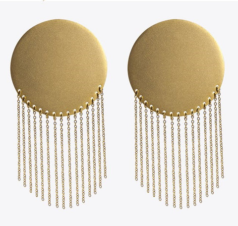 Fringe Benefits Gold Tassel Statement Earrings